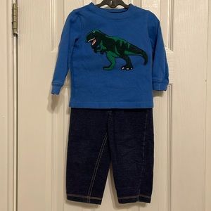 Carter’s Blue Dinosaur Appliqué Sweatshirt and Jeggings